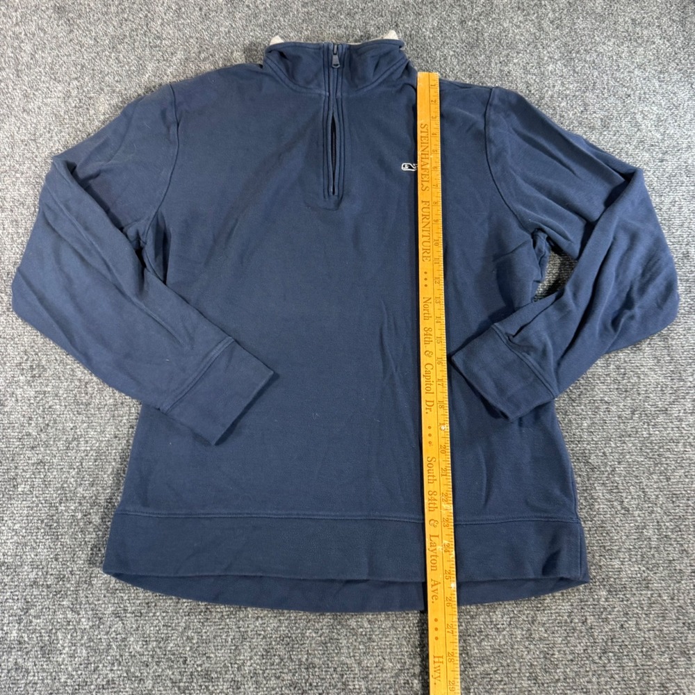 Vineyard Vines Mens Navy Blue 100% Pima Cotton Quarter Zip Pullover Sweater M - Picture 4 of 5